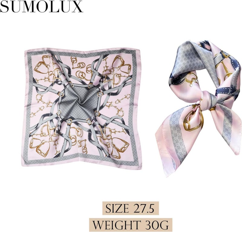 Sumolux Head Hair Scarf for Women Like Satin Silk Scarf Bandana Hair Wrapping Night Large Square Scarves 27.5" - Image 2